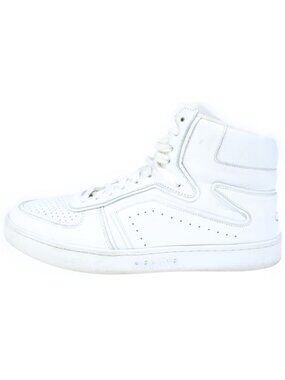 Celine Trainer Leather High Cut Sneakers White